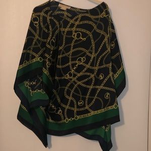 Michael Korea Green and Black Poncho Shirt